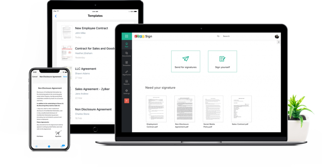 Zoho Sign Dashboard